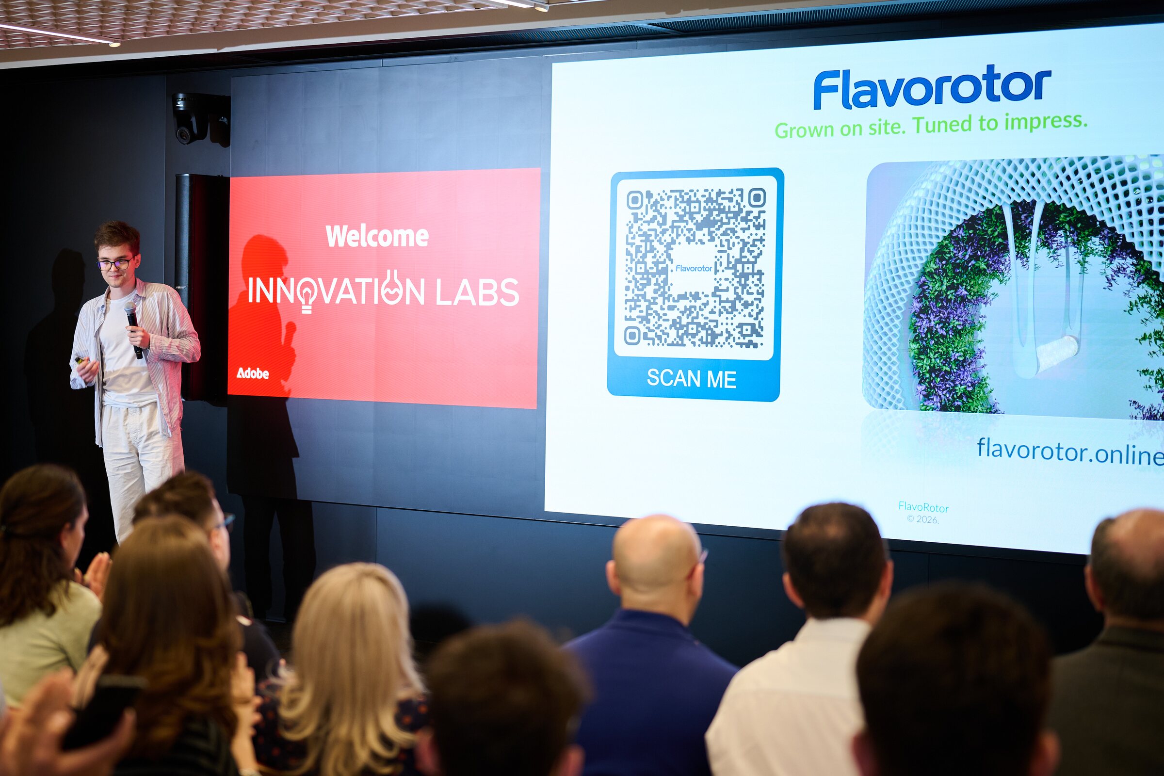 FlavoRotor founder delivering the final Innovation Labs pitch