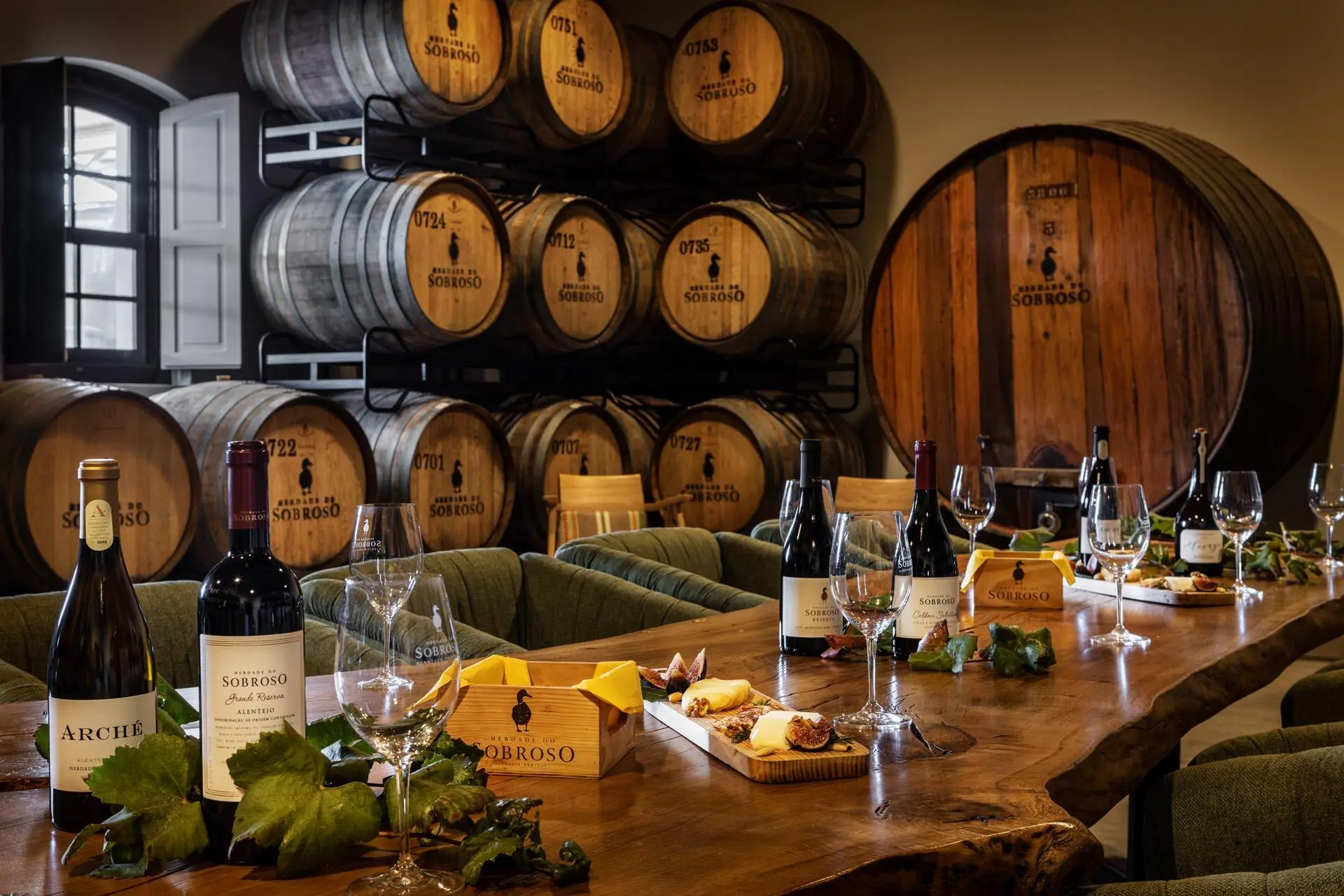 A winery tasting room prepared for guests