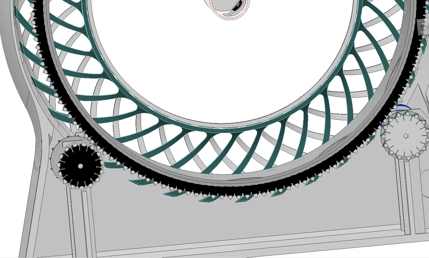 Magnetic drive interface between the motor pinion and driven ring