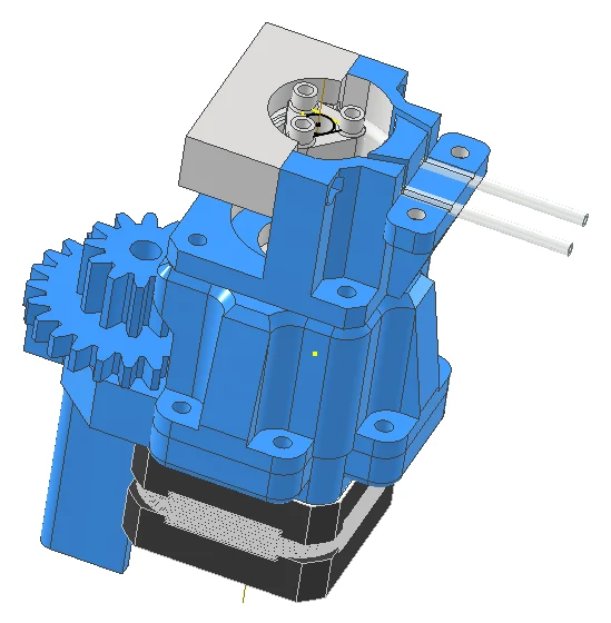 CAD view of the FlavoRotor custom three-roller peristaltic pump