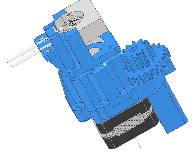Second CAD view showing the roller and tubing path