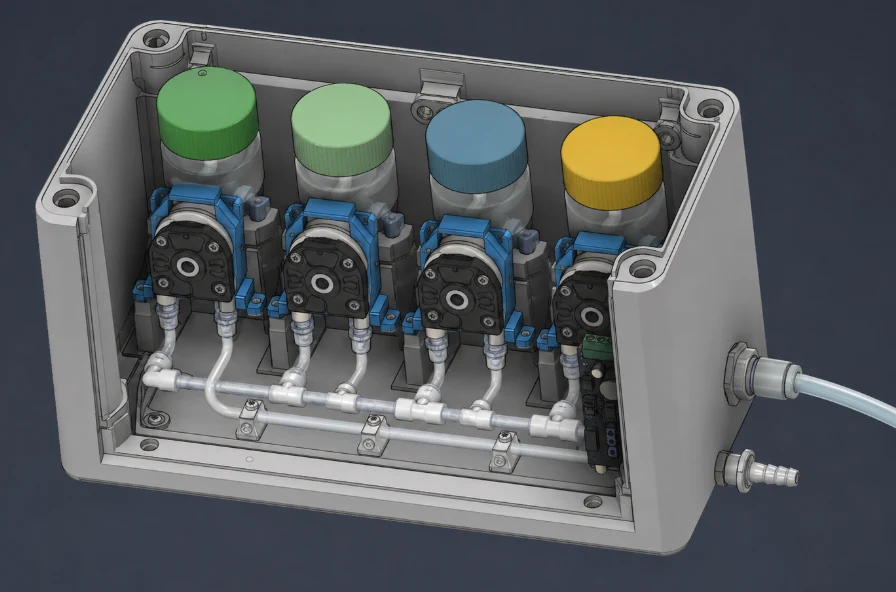 Interior of the four-channel FlavoRotor dosing module